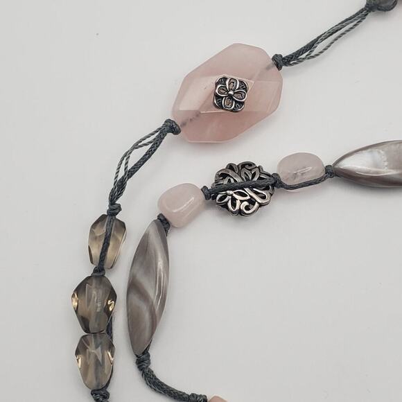 Silpada Sterling Silver Pearl Pink Soapstone 40" Long Necklace N2191 - Picture 5 of 8